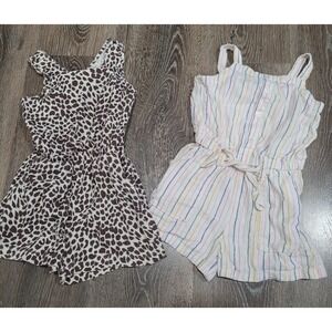 Girls Romper Bundle -‎ Striped & Animal Print - Summer Outfit - Size 4-5